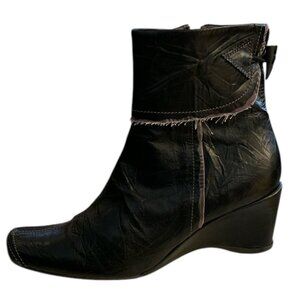 Hispanita brand Black Ankle Wedge Bootie - Women